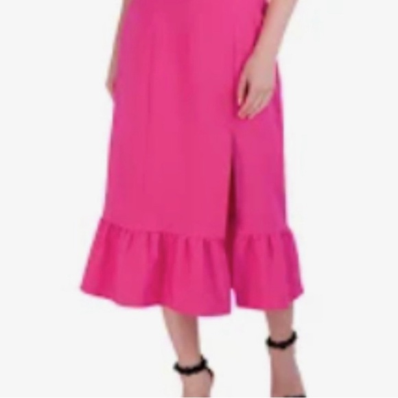 NWT : LAUNDRY BY SHELLI SEGAL Square Neck Flounce Hem Dress - Pink - Picture 2 of 2